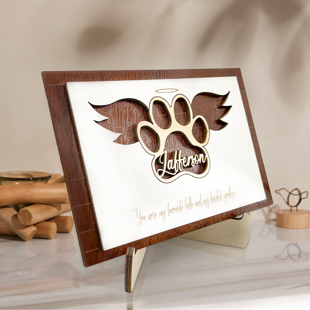 Personalized Wood Pet Memorial Stand for Pet Lover - Myphotowallet
