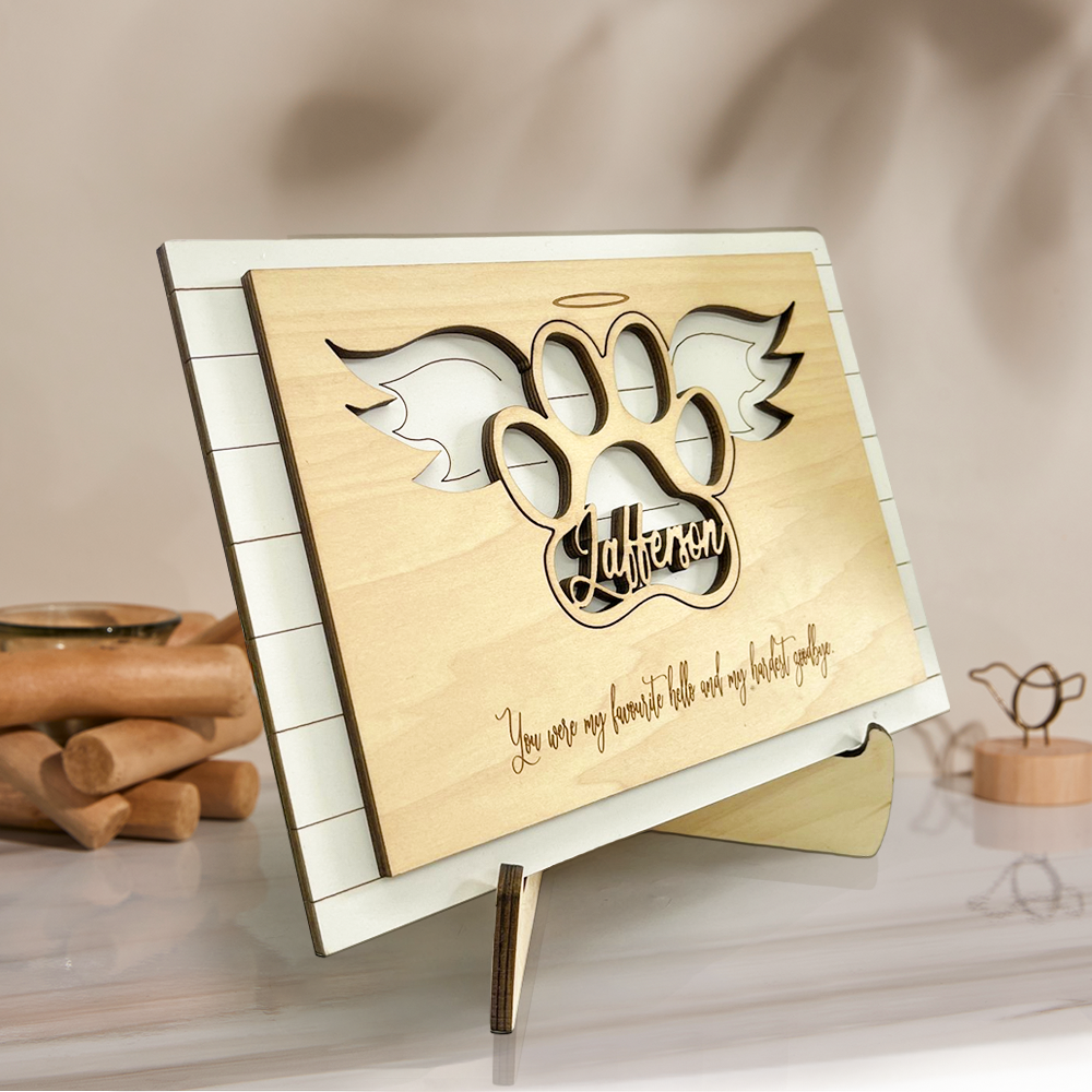 Personalized Wood Pet Memorial Stand for Pet Lover - Myphotowallet