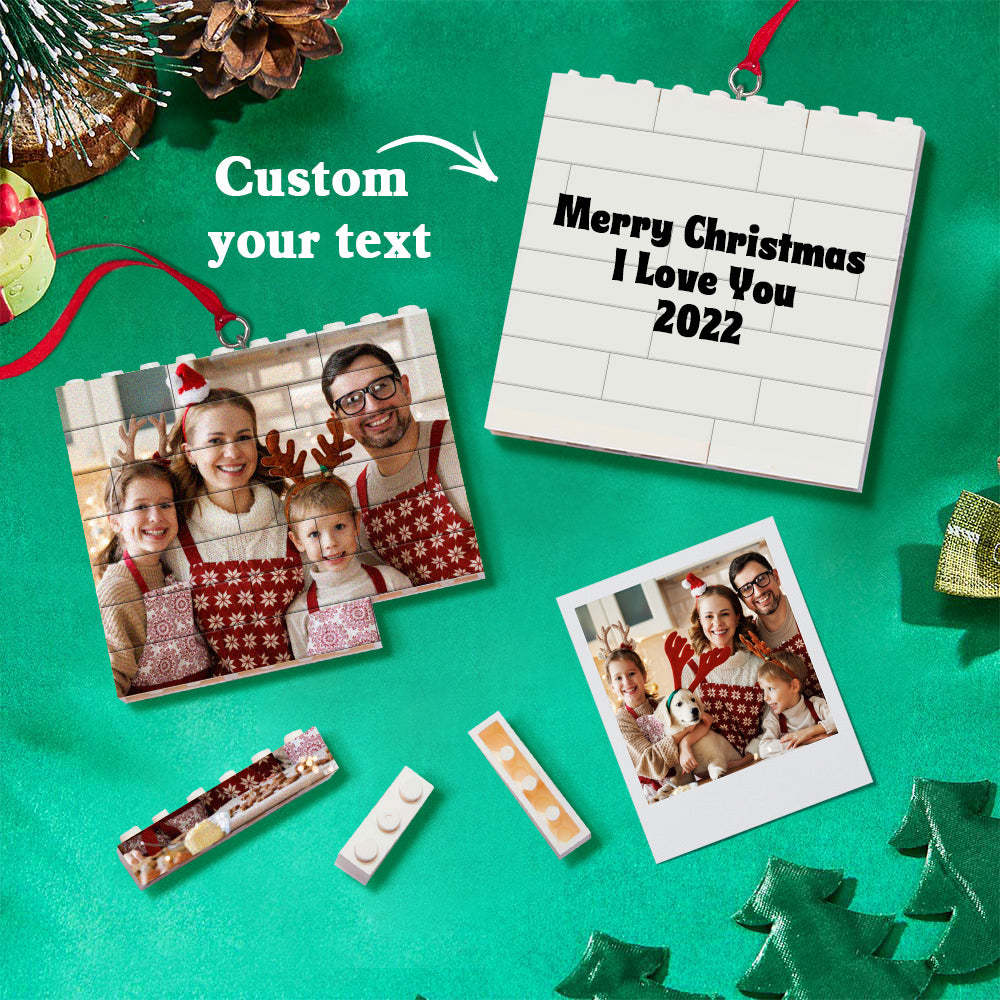 Personalized Photo Building Brick Puzzle Photo Block Ornament Unique Christmas Gift