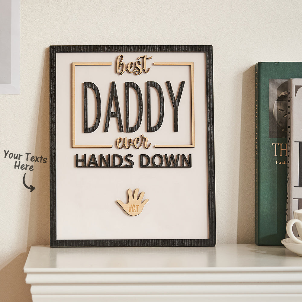 Custom Engraved Ornament Daddy Hands Down Handprint Sign Frame Gifts for Dad