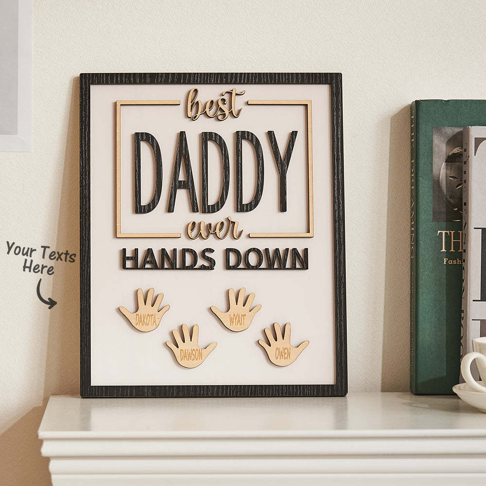 Custom Engraved Ornament Daddy Hands Down Handprint Sign Frame Gifts for Dad - Myphotowallet
