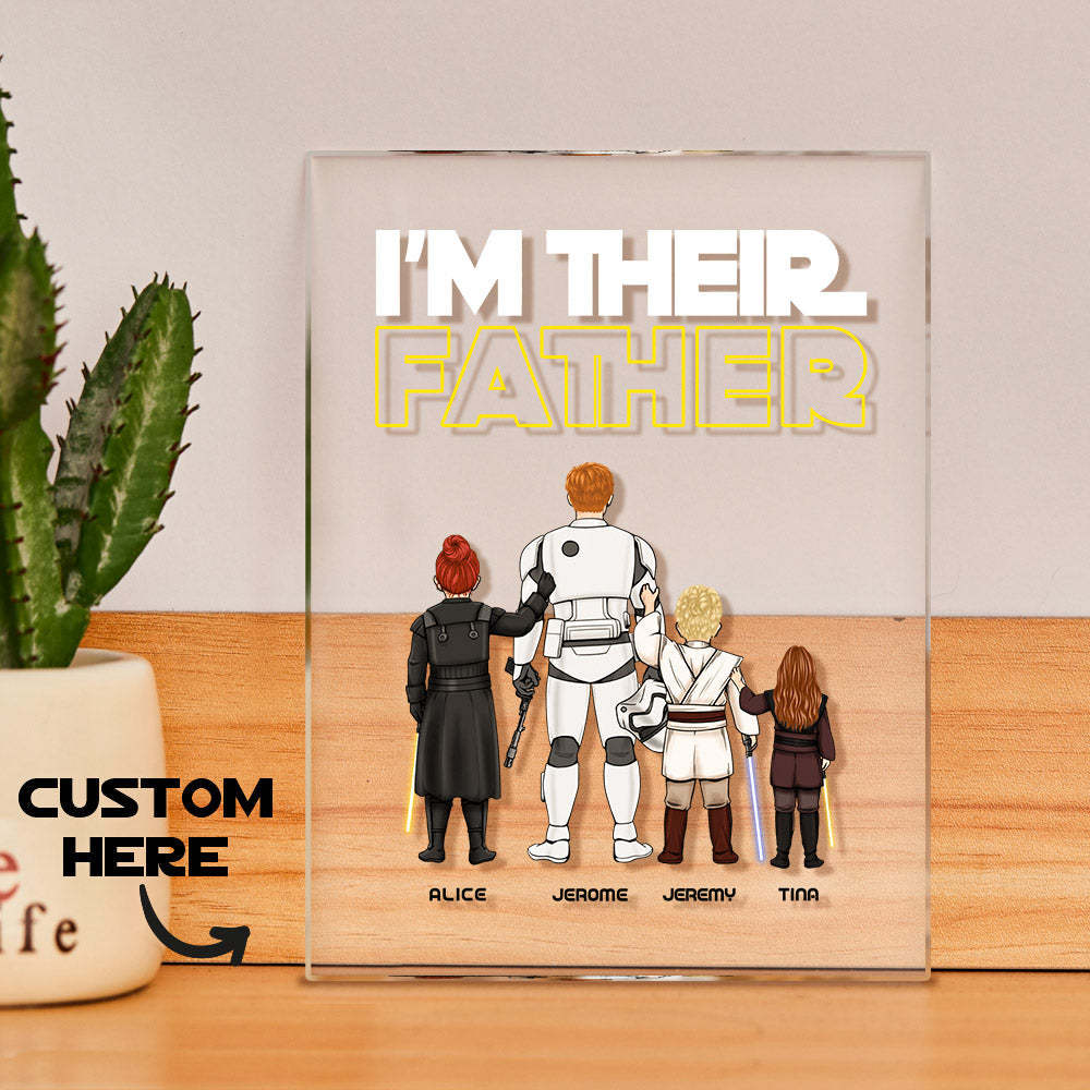 Custom I Am Their Father Night Light Personalized Acrylic Plaque Home Decoration Lamp Father's Day Gift - Myphotowallet