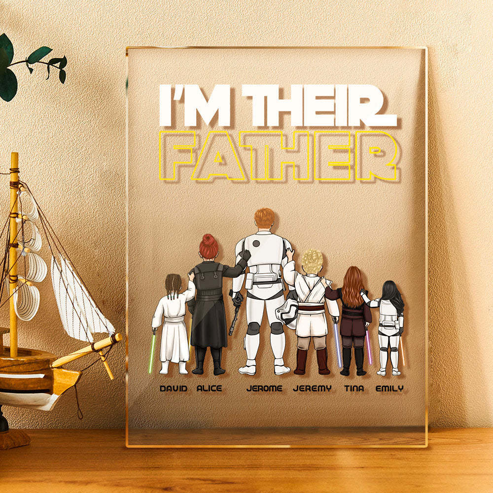 Custom I Am Their Father Night Light Personalized Acrylic Plaque Home Decoration Lamp Father's Day Gift - Myphotowallet