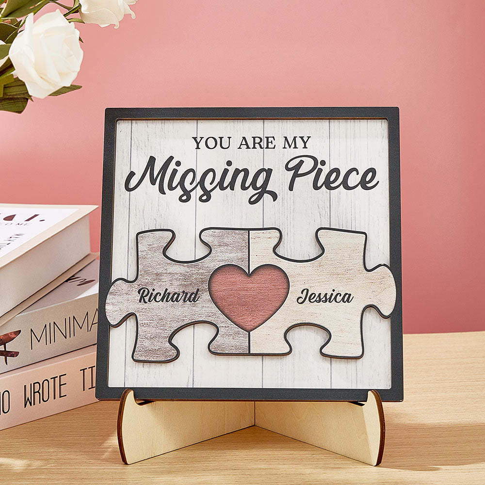 Custom You're My Missing Piece Ornament Personalized Puzzle Pieces Couple Wood Plaque Gifts for Couples - Myphotowallet