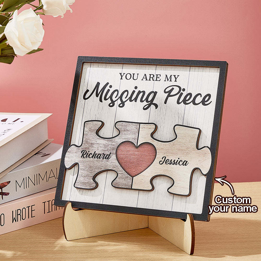 Custom You're My Missing Piece Ornament Personalized Puzzle Pieces Couple Wood Plaque Gifts for Couples - Myphotowallet