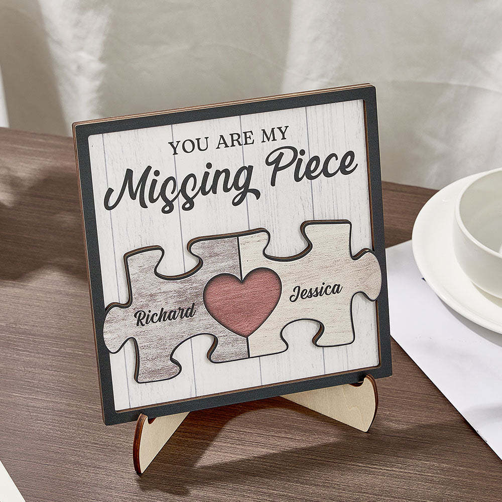 Custom You're My Missing Piece Ornament Personalized Puzzle Pieces Couple Wood Plaque Gifts for Couples - Myphotowallet