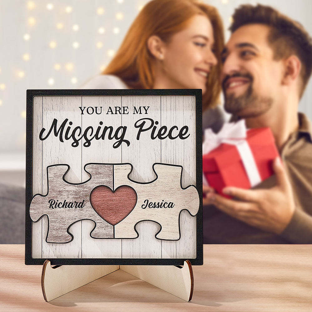 Custom You're My Missing Piece Ornament Personalized Puzzle Pieces Couple Wood Plaque Gifts for Couples - Myphotowallet