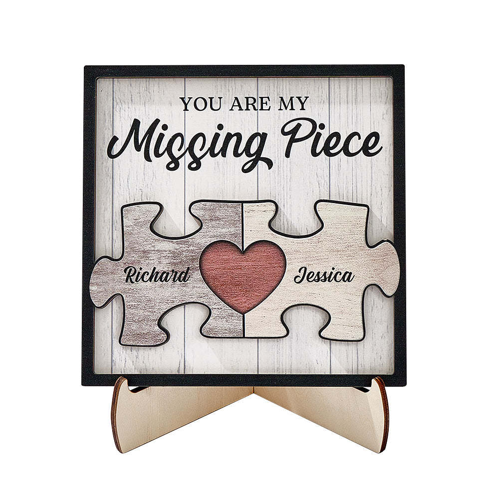 Custom You're My Missing Piece Ornament Personalized Puzzle Pieces Couple Wood Plaque Gifts for Couples - Myphotowallet