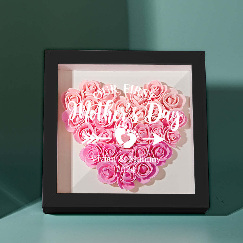 Custom Flower Shadow Box Personalized Flower Shadowbox Frame First Mother's Day Gift - Myphotowallet