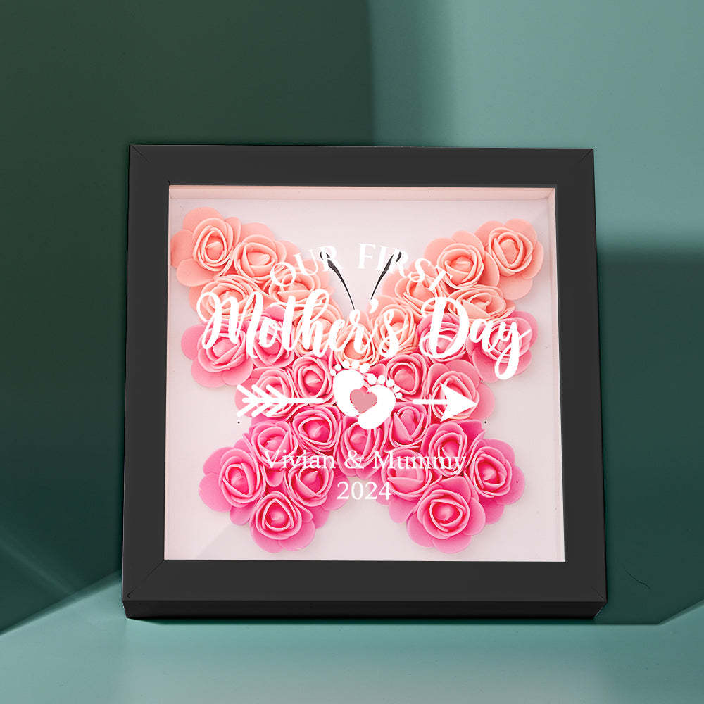 Custom Flower Shadow Box Personalized Flower Shadowbox Frame First Mother's Day Gift - Myphotowallet