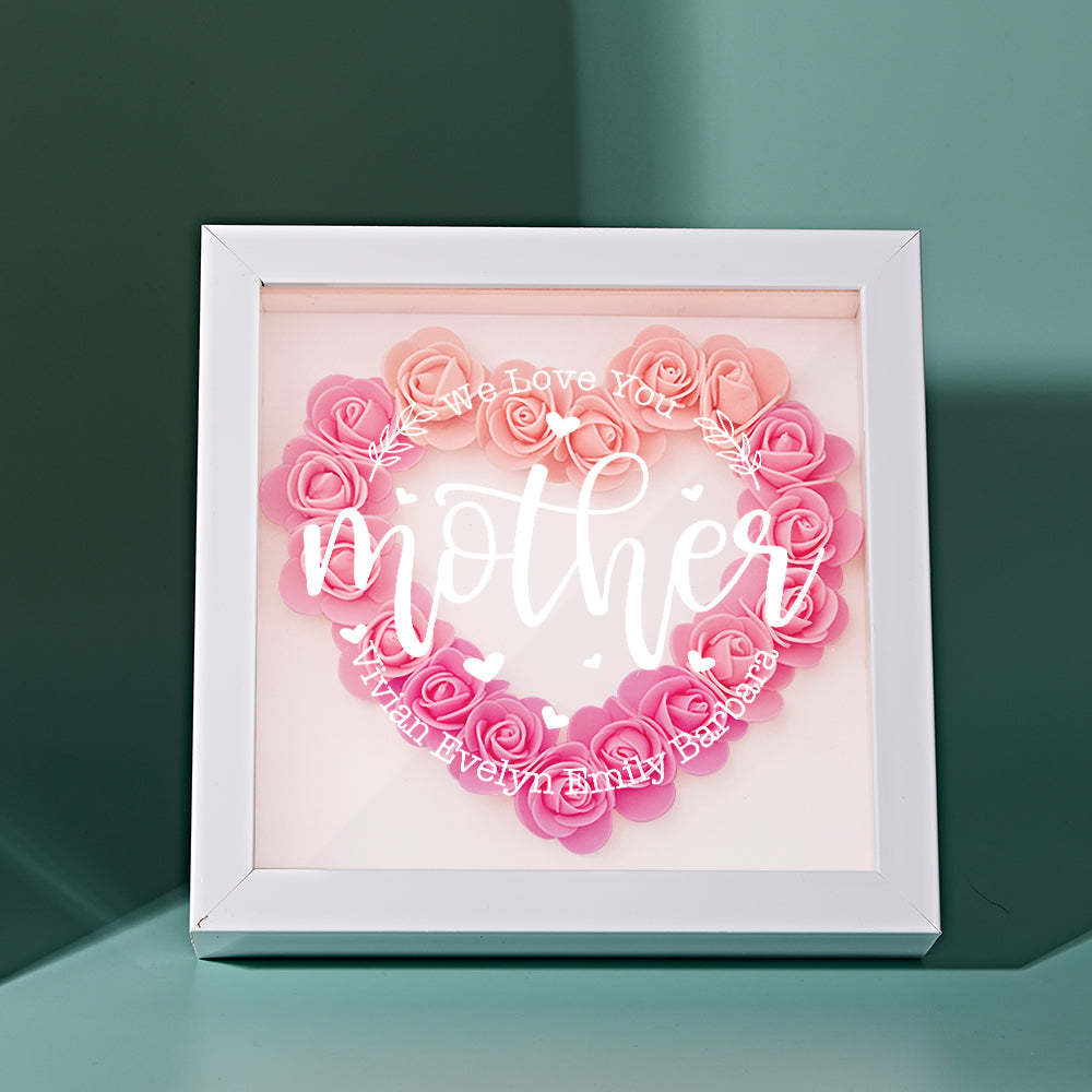 Custom Name Flower Shadow Box Personalized Flower Shadowbox Frame Mother's Day Gift - Myphotowallet