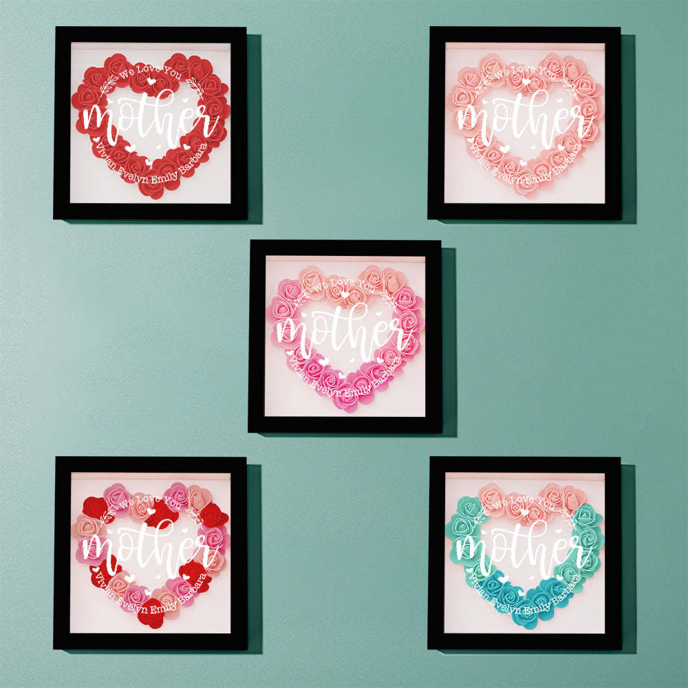 Custom Name Flower Shadow Box Personalized Flower Shadowbox Frame Mother's Day Gift - Myphotowallet