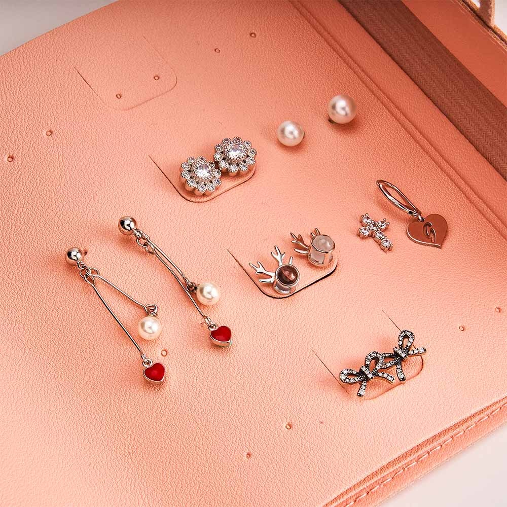 Custom Engraved Earring Storage Bag Multifunctional Personalized Travel Jewelry Organizer Gift for Her - 