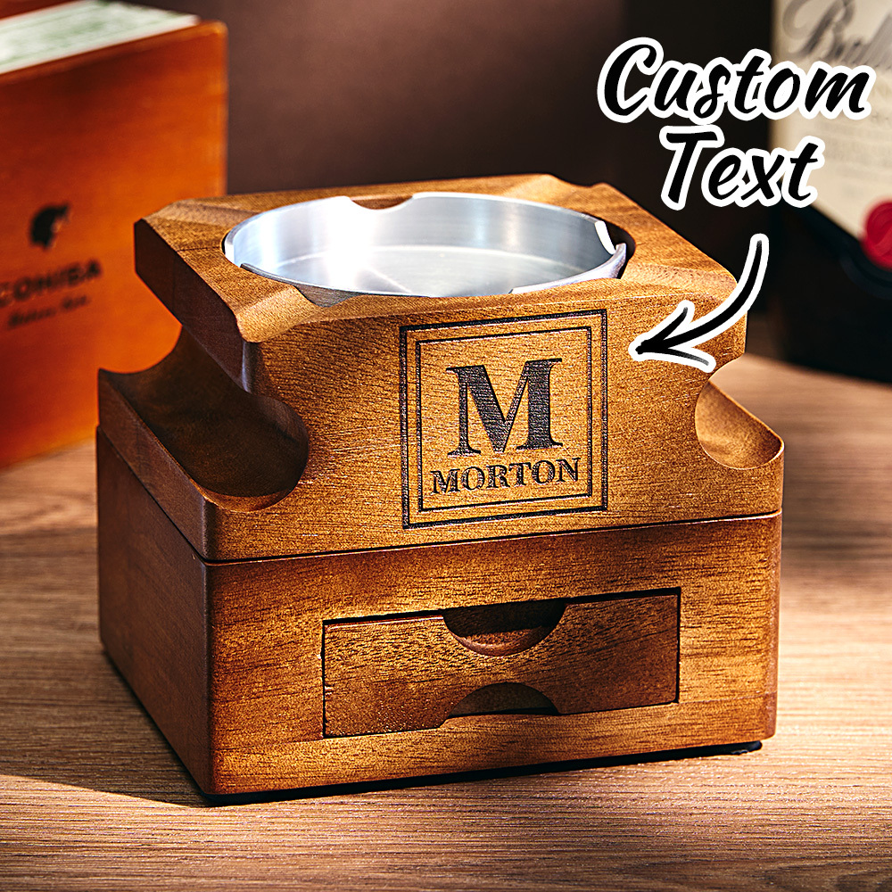 Personalized Name Ashtray with Monogram & Name Personalized Custom Gift for Smokers, Father's Day Gift for Him