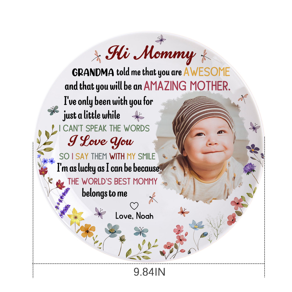 The Best Mummy Belongs To Me First Mom New Mom Gift - Personalized Ceramic Photo Plate