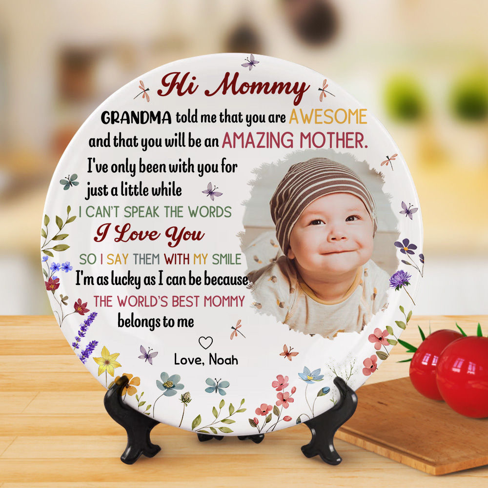 The Best Mummy Belongs To Me First Mom New Mom Gift - Personalized Ceramic Photo Plate