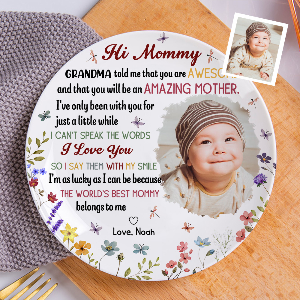 The Best Mummy Belongs To Me First Mom New Mom Gift - Personalized Ceramic Photo Plate