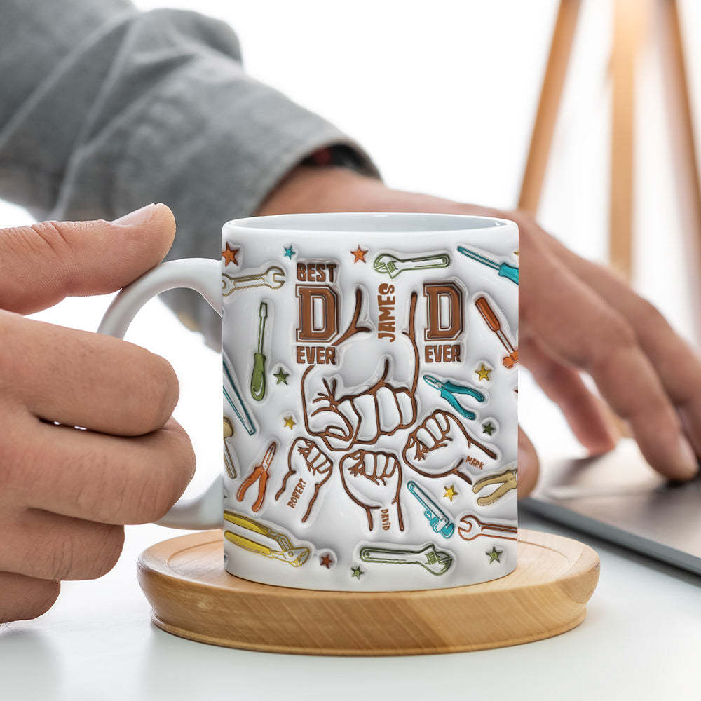 Father's Day Gifts for Dad Personalized Names Custom 1-6 Kids 3D Inflated Effect Printed Mug