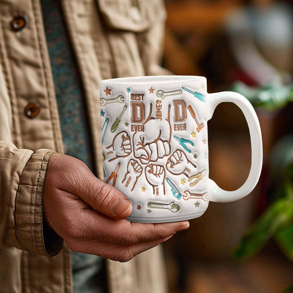 Father's Day Gifts for Dad Personalized Names Custom 1-6 Kids 3D Inflated Effect Printed Mug