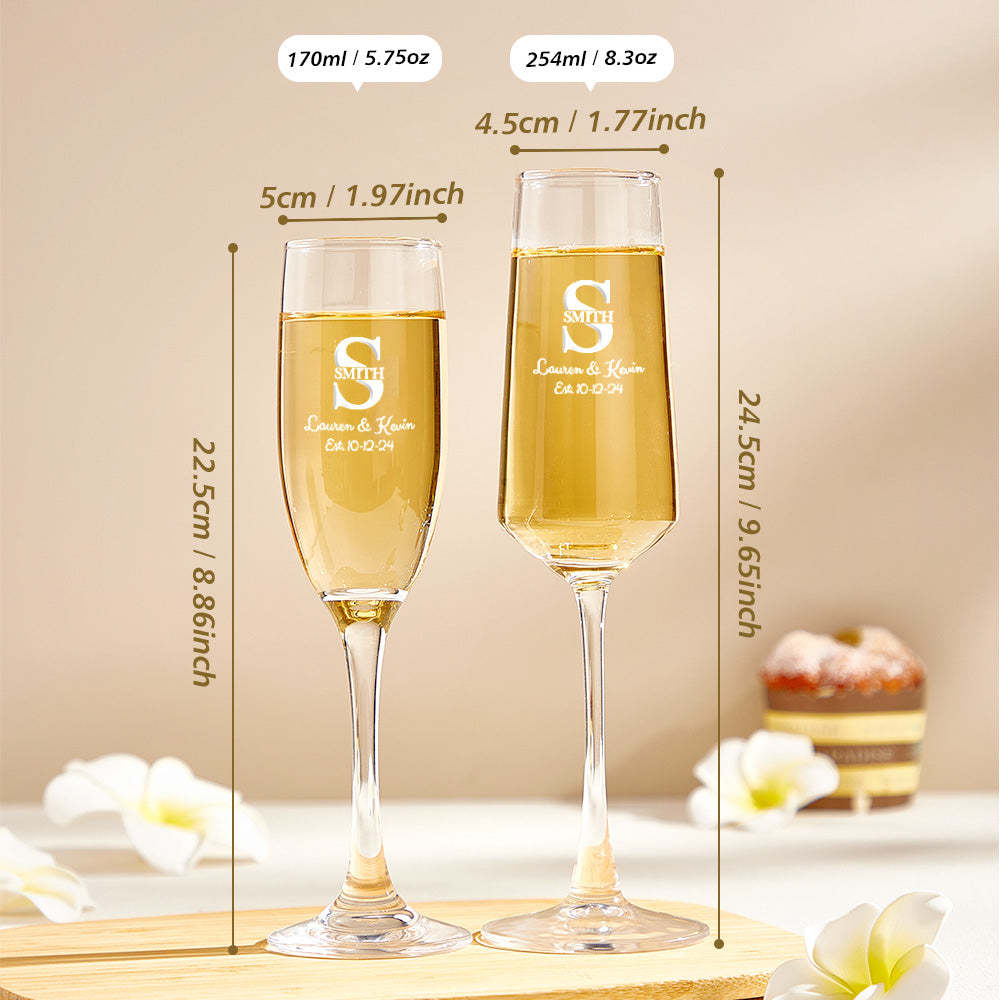 Personalized Bride and Groom Wedding Champagne Flutes Gift for Newlyweds -