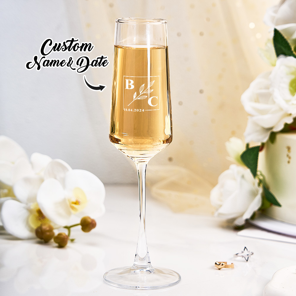 Engraved Champagne Glasses, Personalized Wedding Glasses, Toasting Glasses, Bridesmaid and Groomsman Glasses, Wedding Party Favors