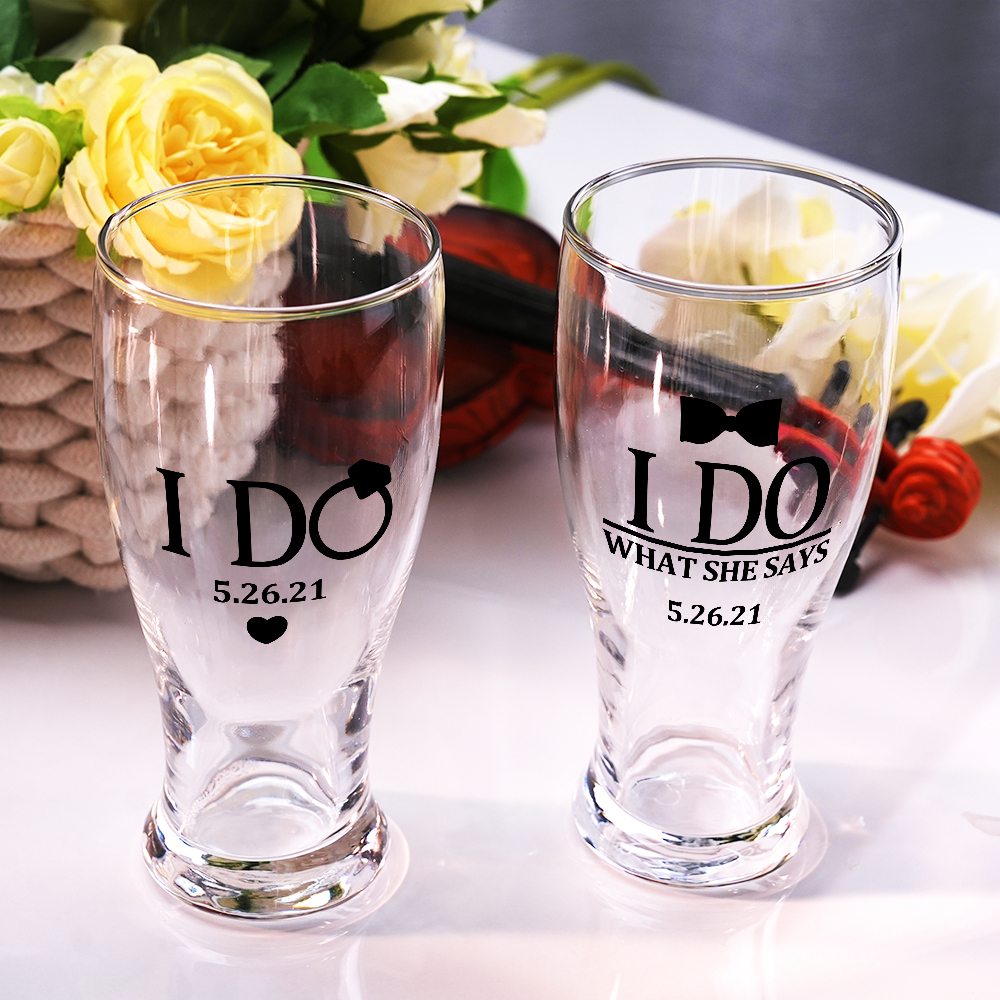 Personalized Wedding Gift for Couple, Bride and Groom Gift, I do and I do what she says gift set for just married couple, Funny Wedding Gift