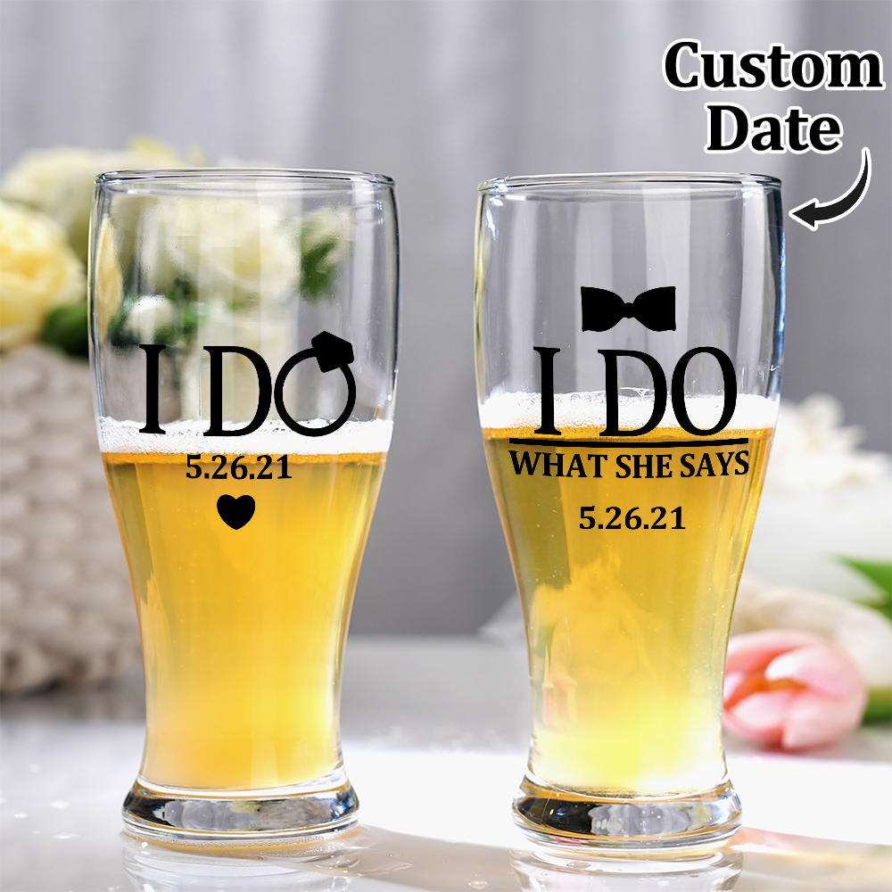 Personalized Wedding Gift for Couple, Bride and Groom Gift, I do and I do what she says gift set for just married couple, Funny Wedding Gift