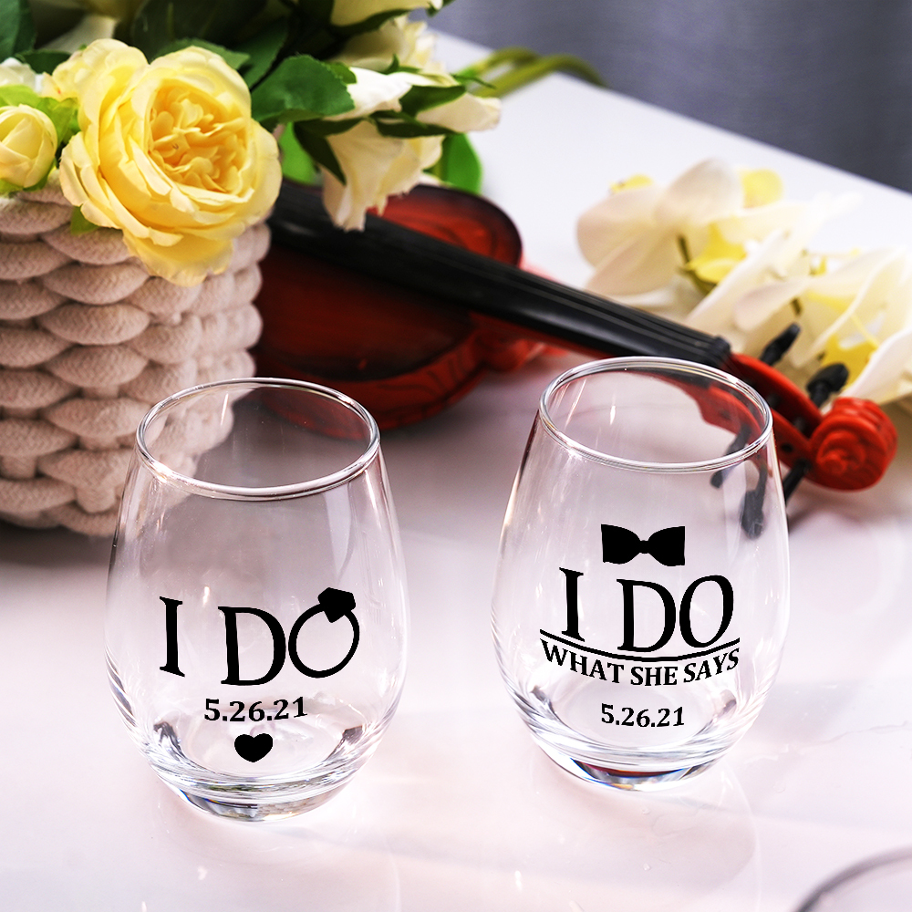 Personalized Wedding Gift for Couple, Bride and Groom Gift, I do and I do what she says gift set for just married couple, Funny Wedding Gift