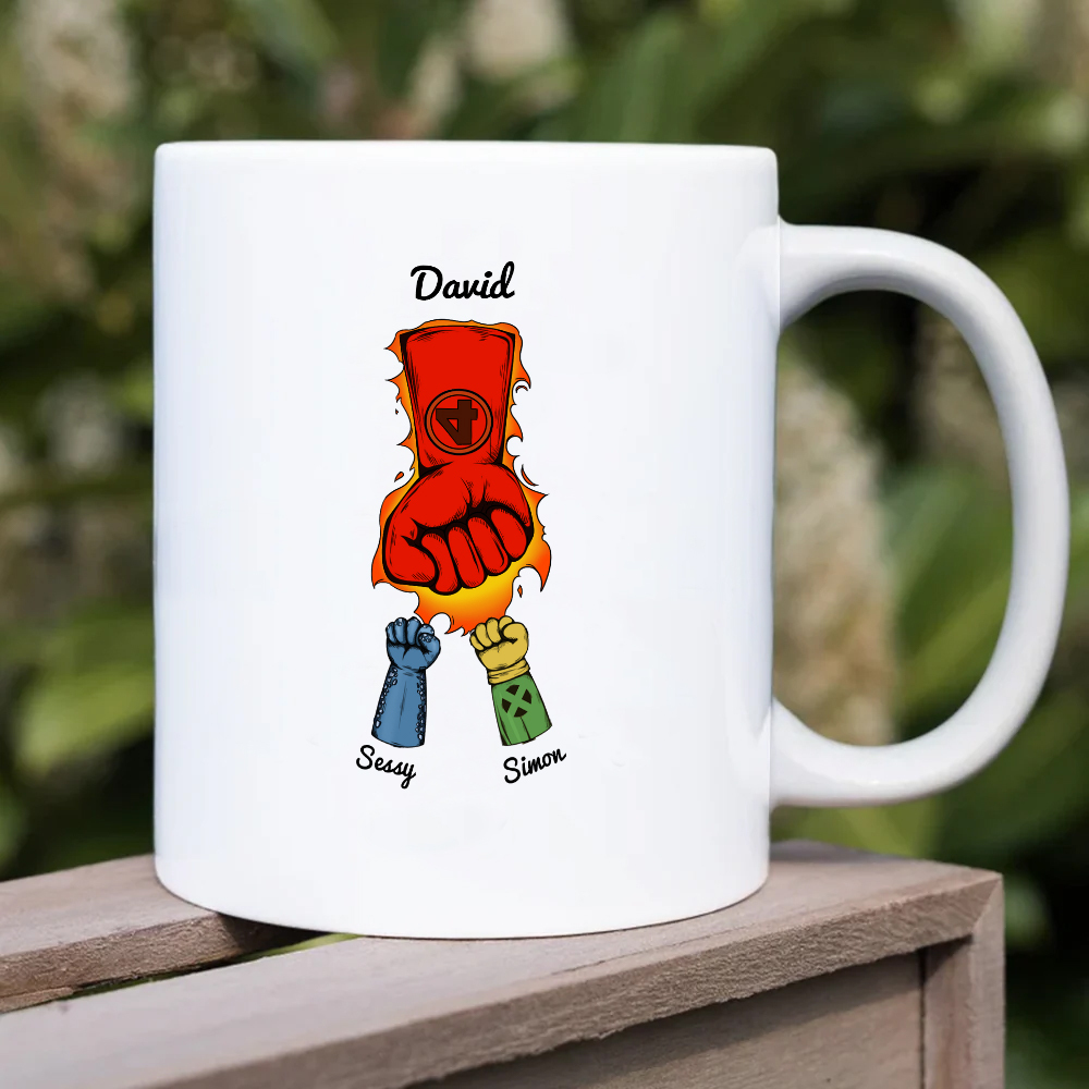 Father's Day Gifts Custom Names Personalized Hero Fists Printed Mug Best Dad Ever
