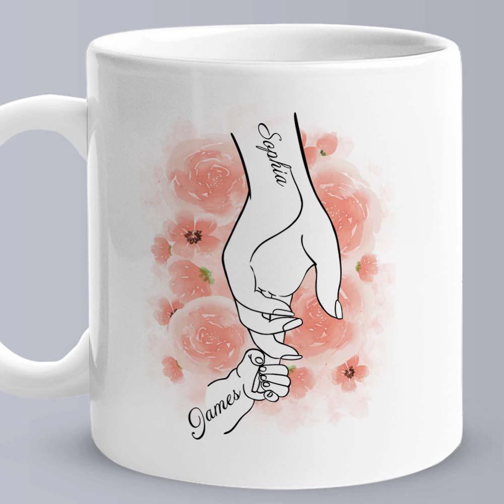 Personalized Mug - Mom Holding Their Children's Hands For a Short Time But Hearts Forever - Lovely Gift for Mom