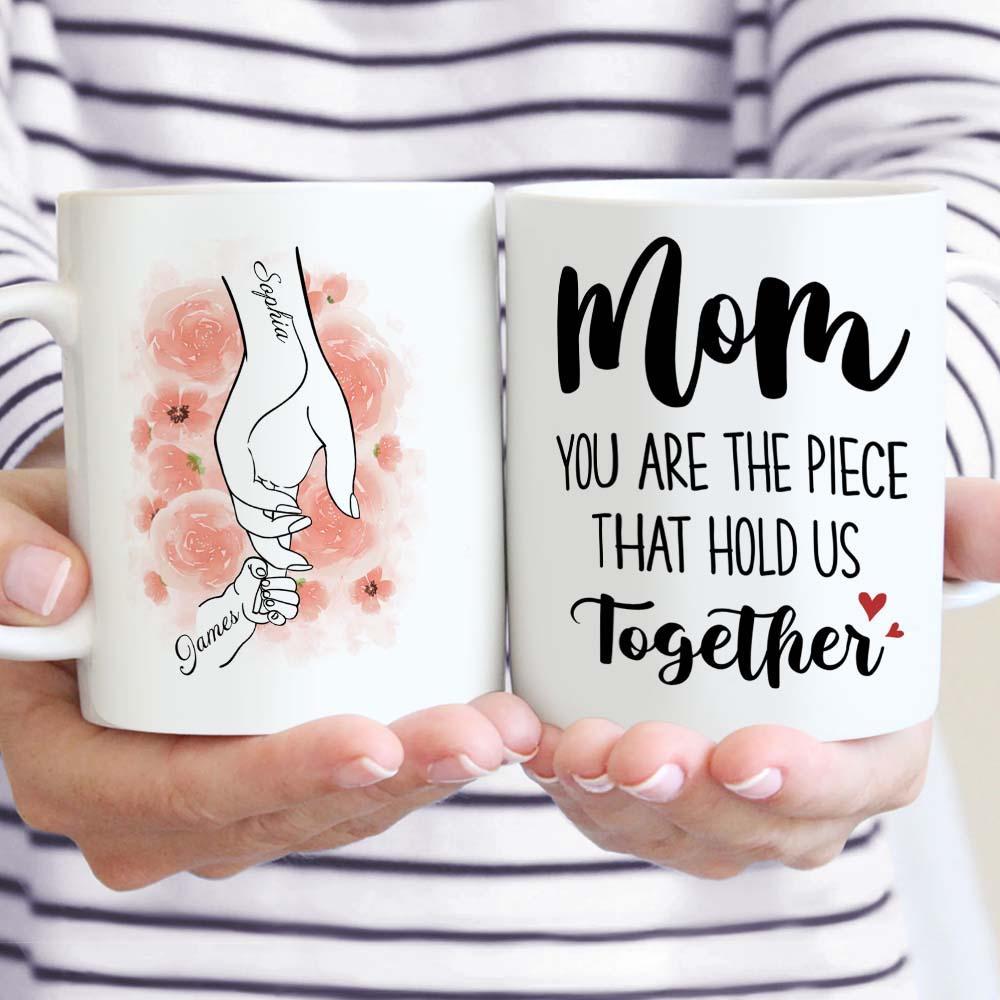 Personalized Mug - Mom Holding Their Children's Hands For a Short Time But Hearts Forever - Lovely Gift for Mom