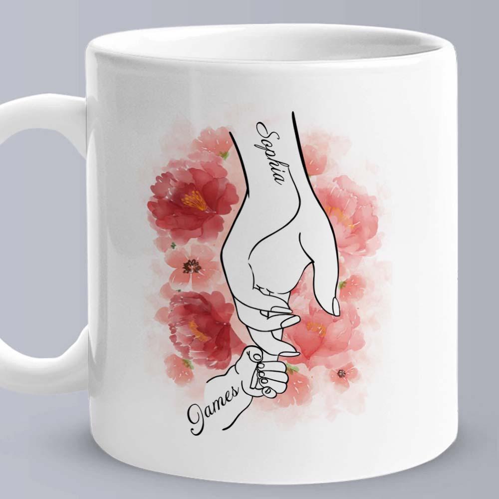 Personalized Mug - Mom Holding Their Children's Hands For a Short Time But Hearts Forever - Lovely Gift for Mom