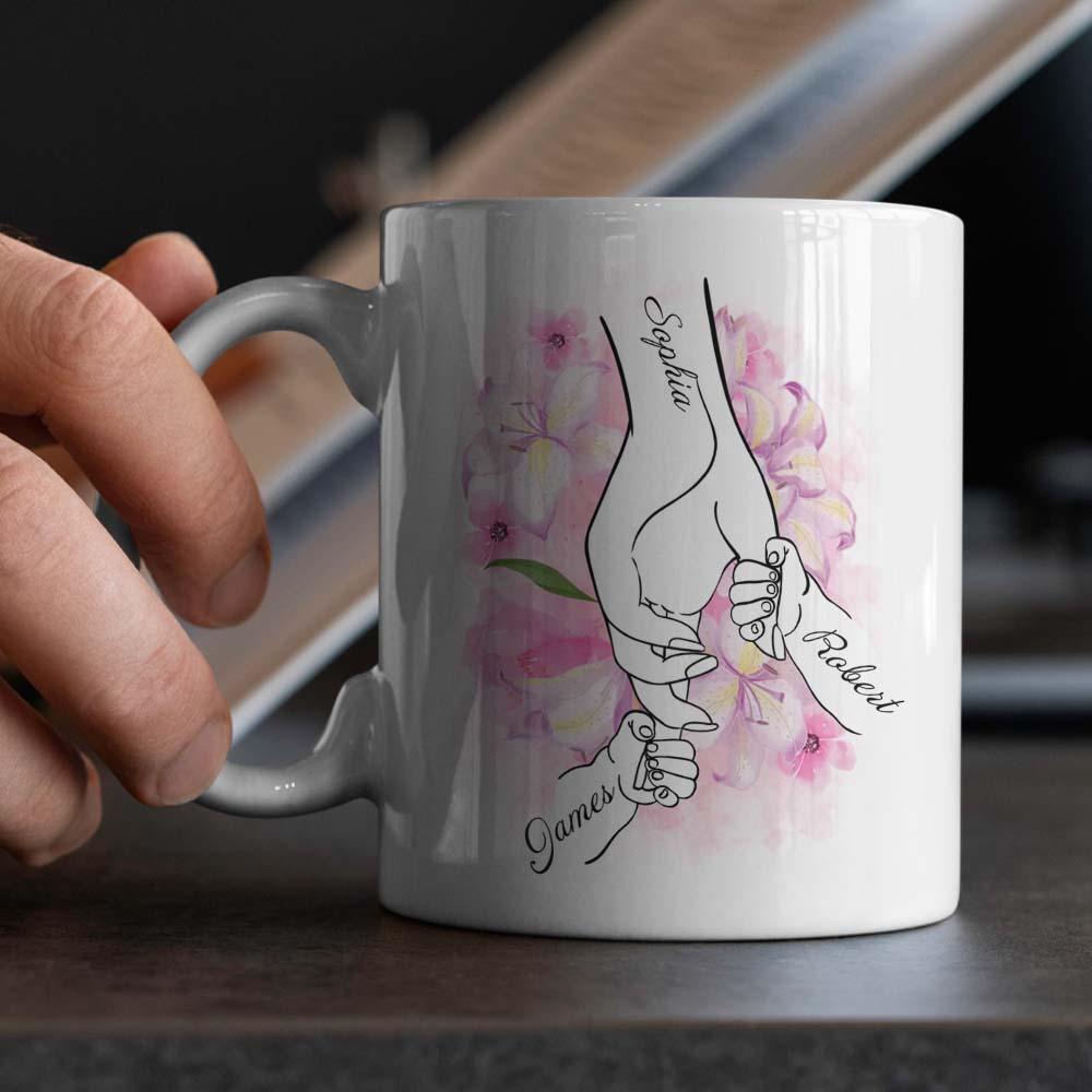 Personalized Mug - Mom Holding Their Children's Hands For a Short Time But Hearts Forever - Lovely Gift for Mom
