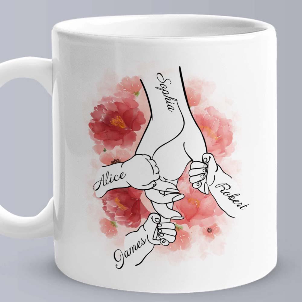 Personalized Mug - Mom Holding Their Children's Hands For a Short Time But Hearts Forever - Lovely Gift for Mom