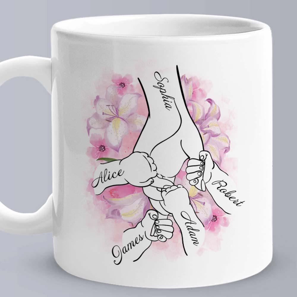Personalized Mug - Mom Holding Their Children's Hands For a Short Time But Hearts Forever - Lovely Gift for Mom