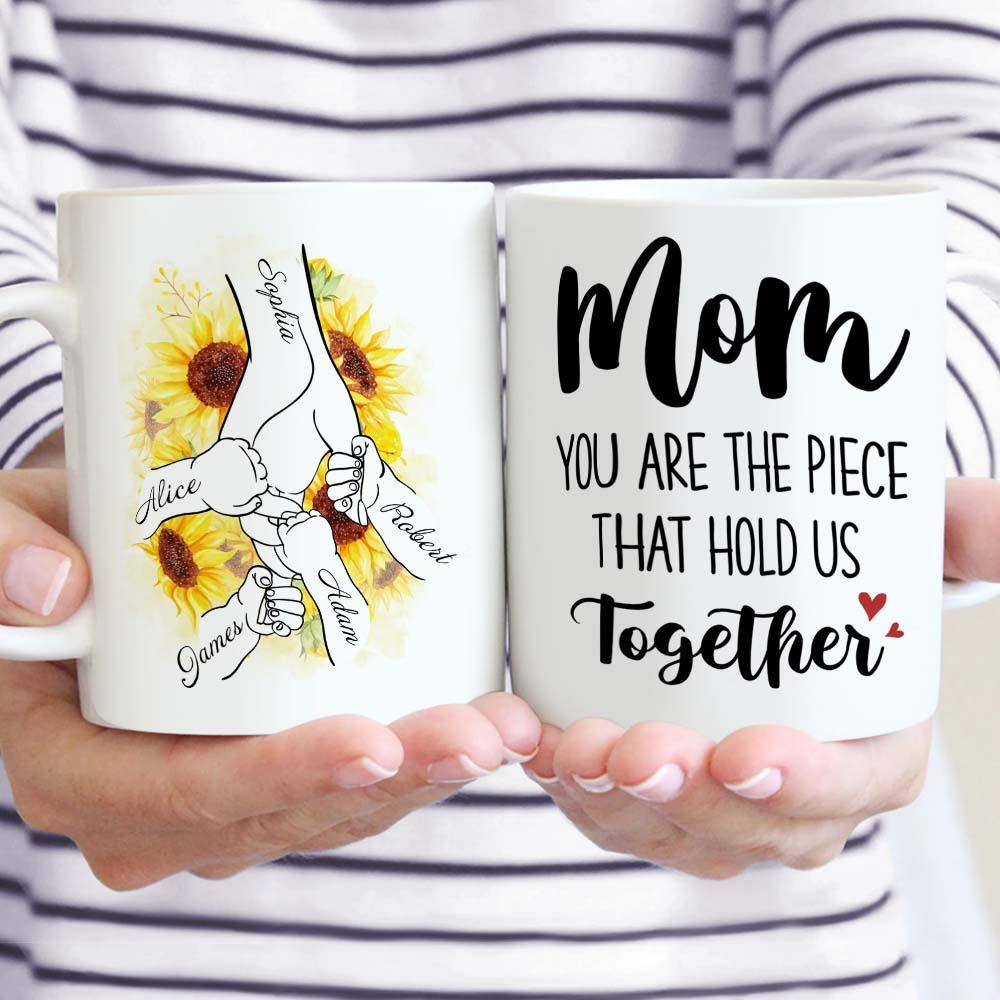 Personalized Mug - Mom Holding Their Children's Hands For a Short Time But Hearts Forever - Lovely Gift for Mom