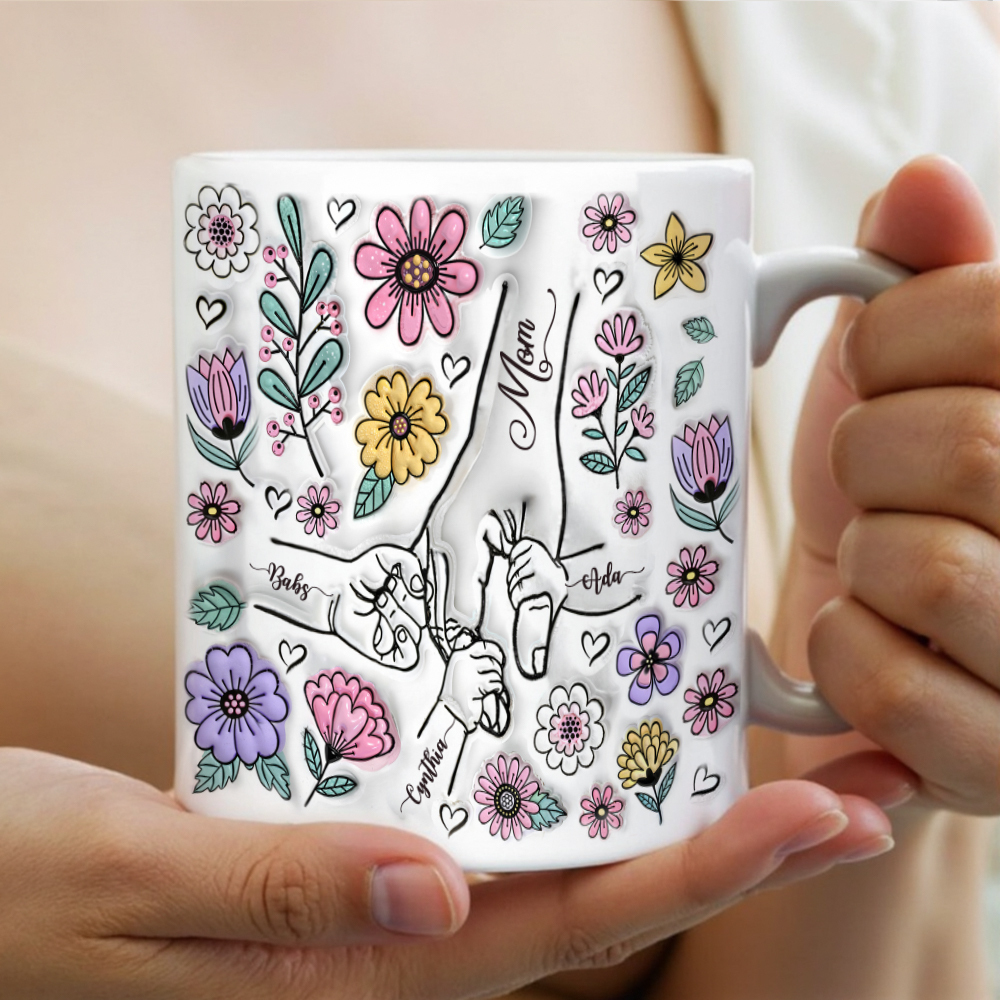 Mug For Mom, Mama's Holding Hands Hand Mug, Personalised Gift For Mom Mug, Christmas Mother's Day Gift For Mom, Birthday Gift For Mom, Mug