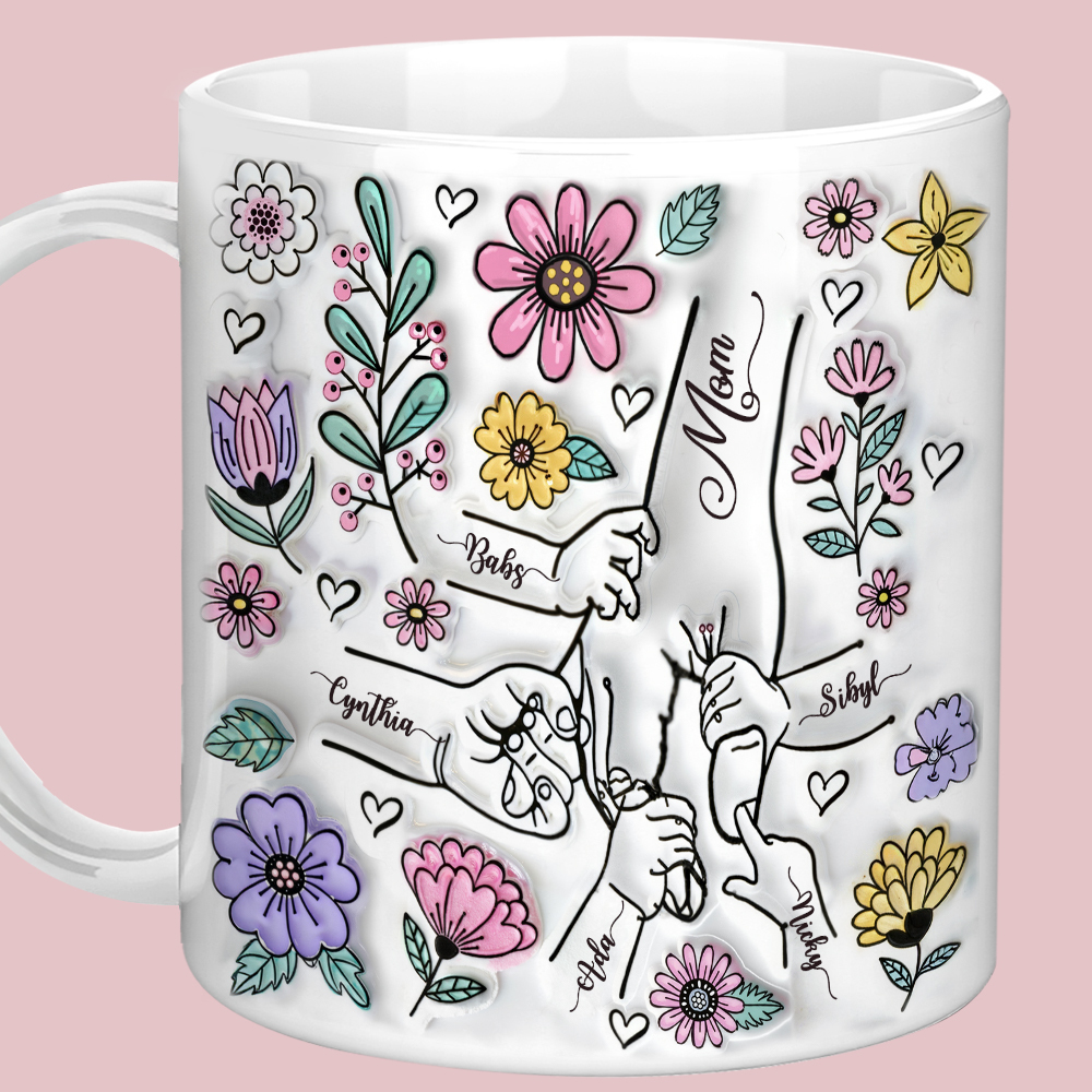 Mug For Mom, Mama's Holding Hands Hand Mug, Personalised Gift For Mom Mug, Christmas Mother's Day Gift For Mom, Birthday Gift For Mom, Mug