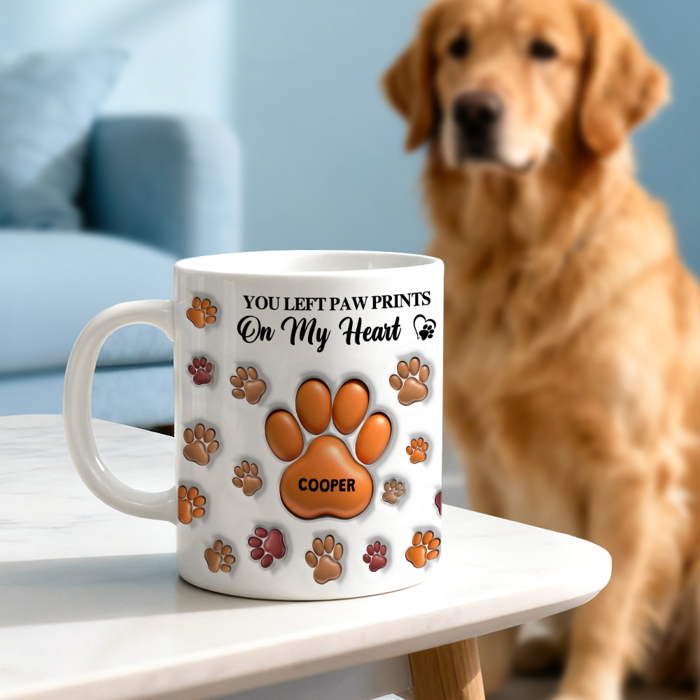 You Left Paw Prints On My Heart For Dog Lover 3D Inflated Effect Mug - 