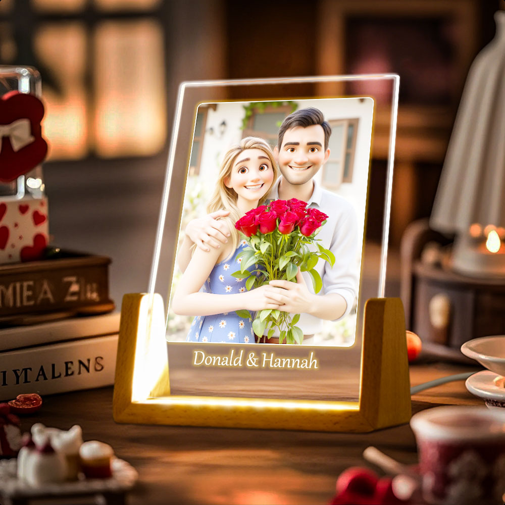 Personalized Cartoon Acrylic Photo Lamp Sweet Gift for Couples - myphotowallet
