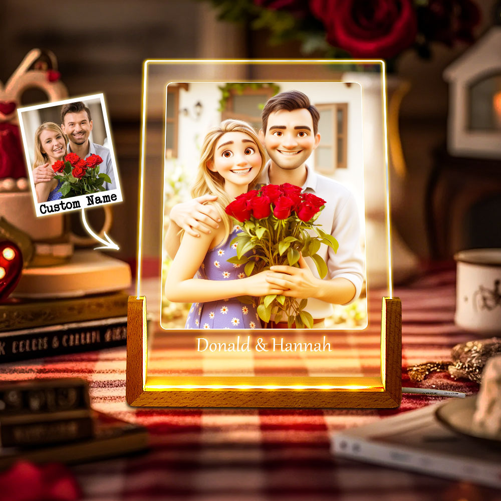 Personalized Cartoon Acrylic Photo Lamp Sweet Gift for Couples - myphotowallet
