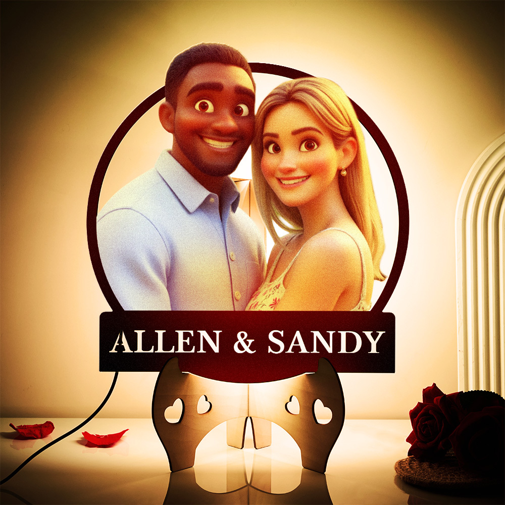 Personalized Round Cartoon Photo Frame Romantic Gift For Valentine's Day - myphotowallet