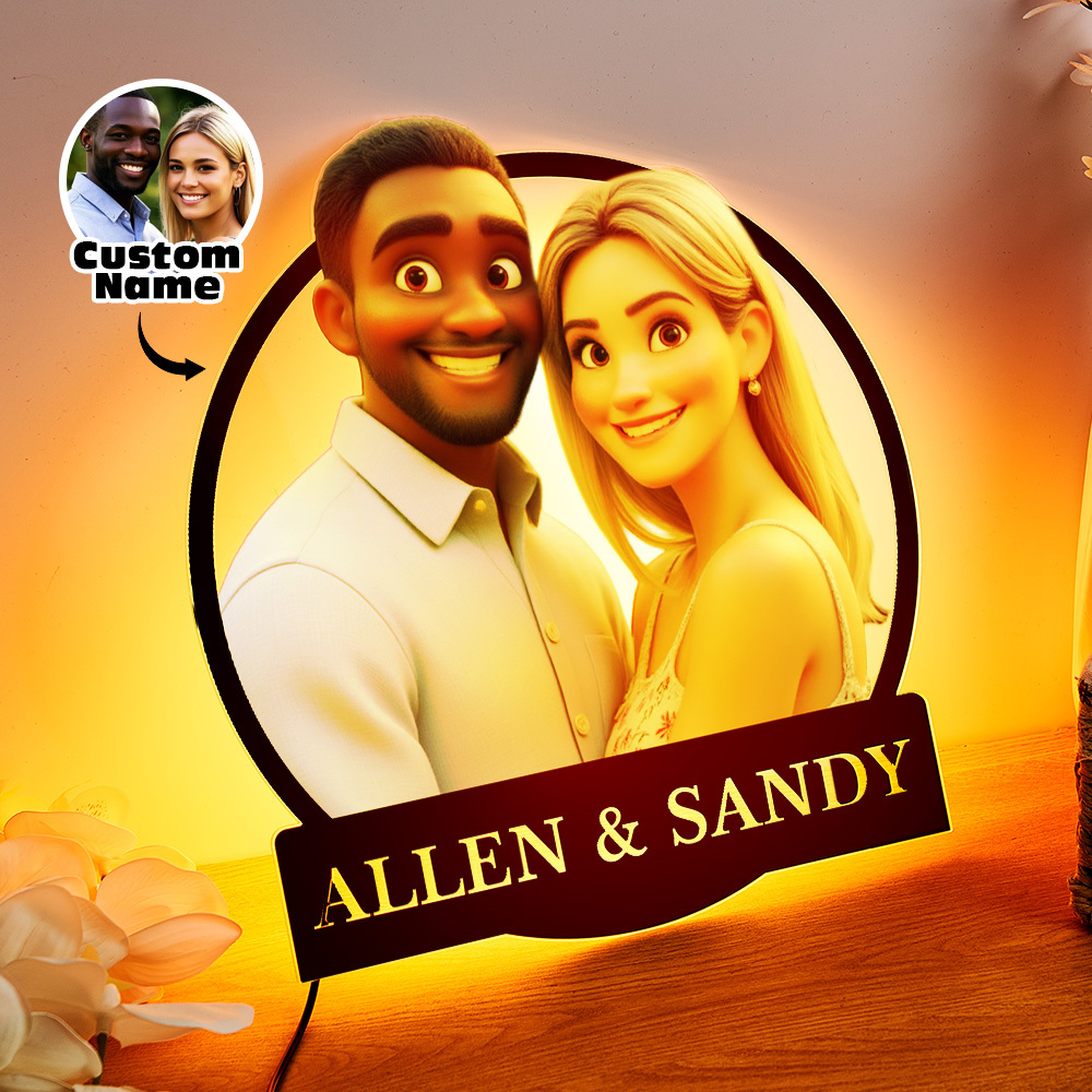 Personalized Round Cartoon Photo Frame Romantic Gift For Valentine's Day - myphotowallet