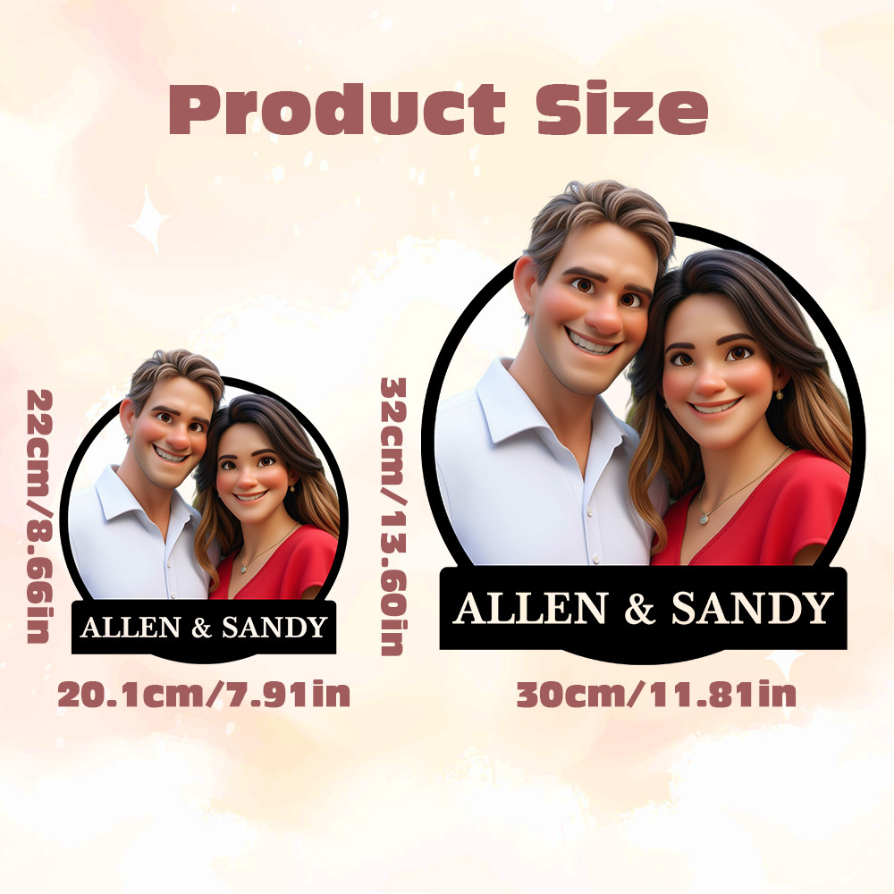 Personalized Round Cartoon Photo Frame Romantic Gift For Valentine's Day - myphotowallet