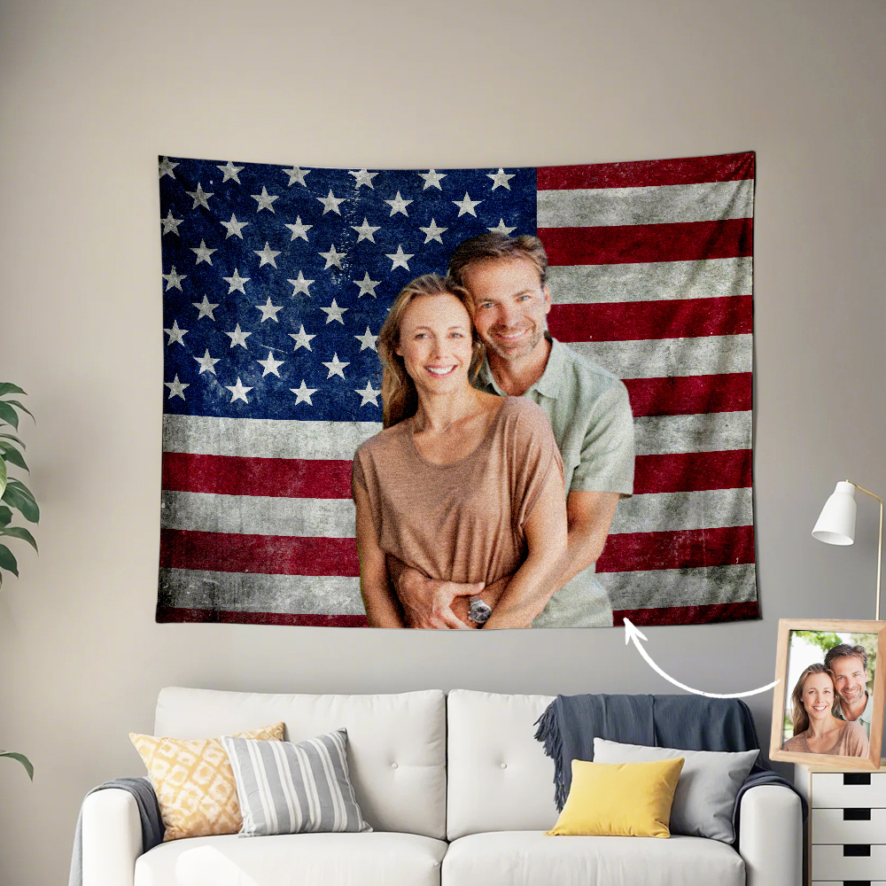Personalized Tapestry Wall Art Home Decor Custom Photo Custom Wall Tapestry Custom American Flag Style Custom Photo Backdrop