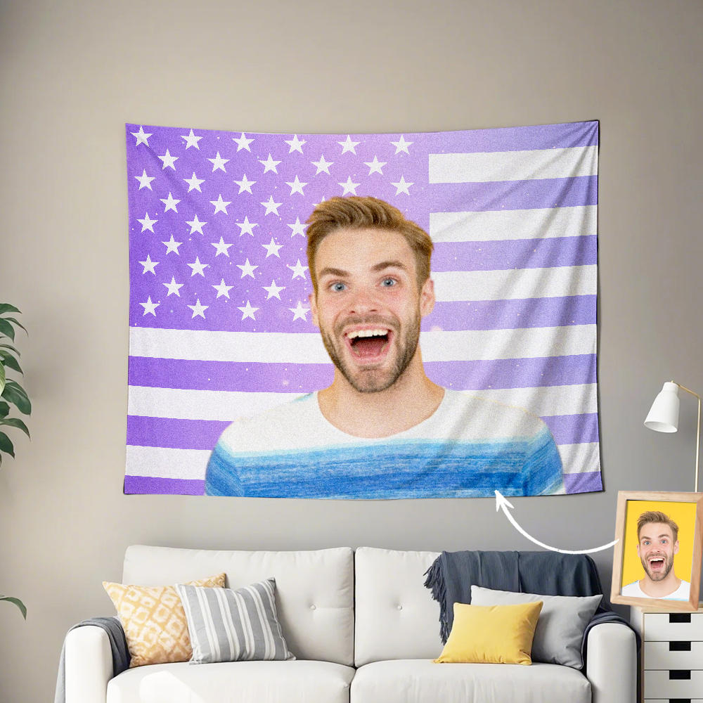 Personalized Tapestry Wall Art Home Decor Custom Photo Custom Wall Tapestry Custom American Flag Style Custom Photo Backdrop