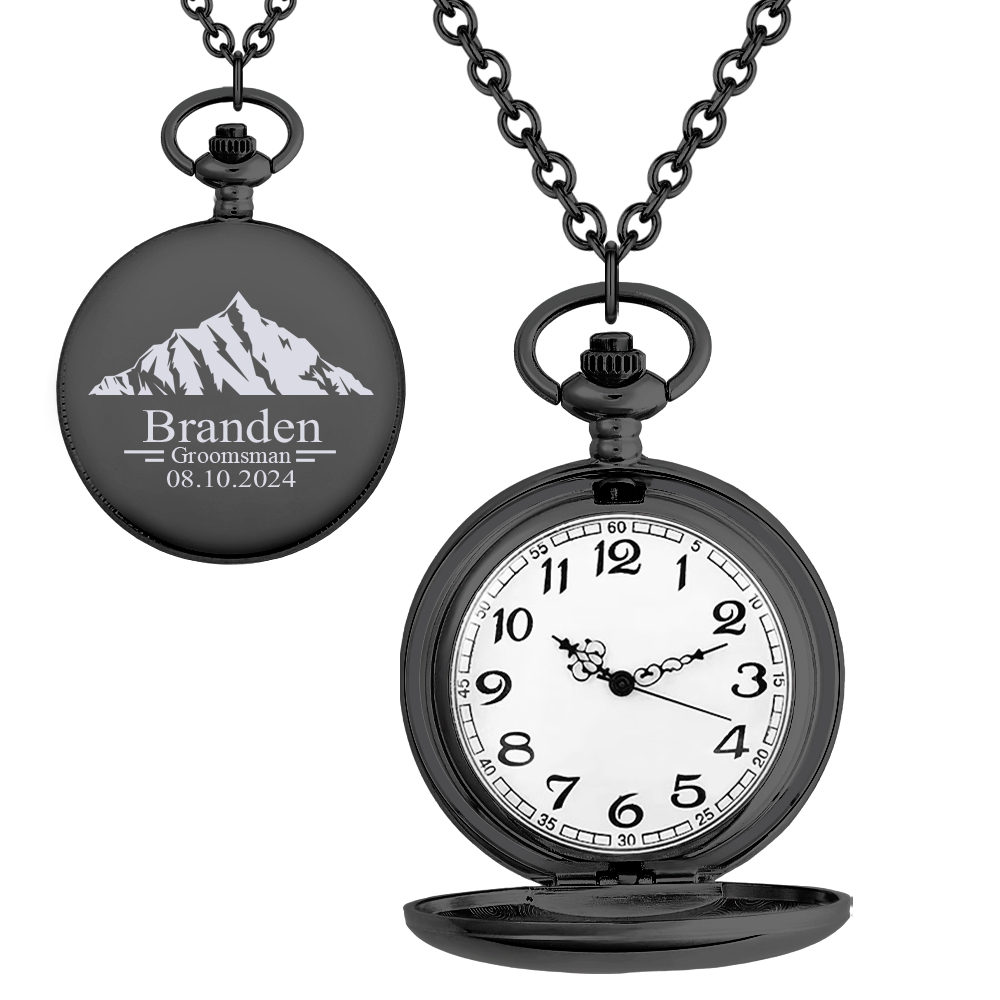 Personalized Engraved Pocket Watch-The perfect gift for the groomsmen, best groom proposal or wedding party keepsake. Unique personalized clock