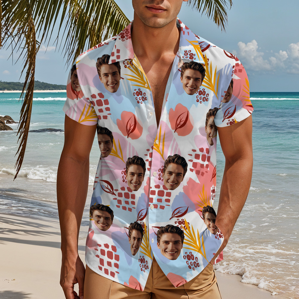 Custom Face Hawaiian Shirt – Personalized Photo Beach Shirt with Fun Tropical Design for Vacation, Parties & Gifts -