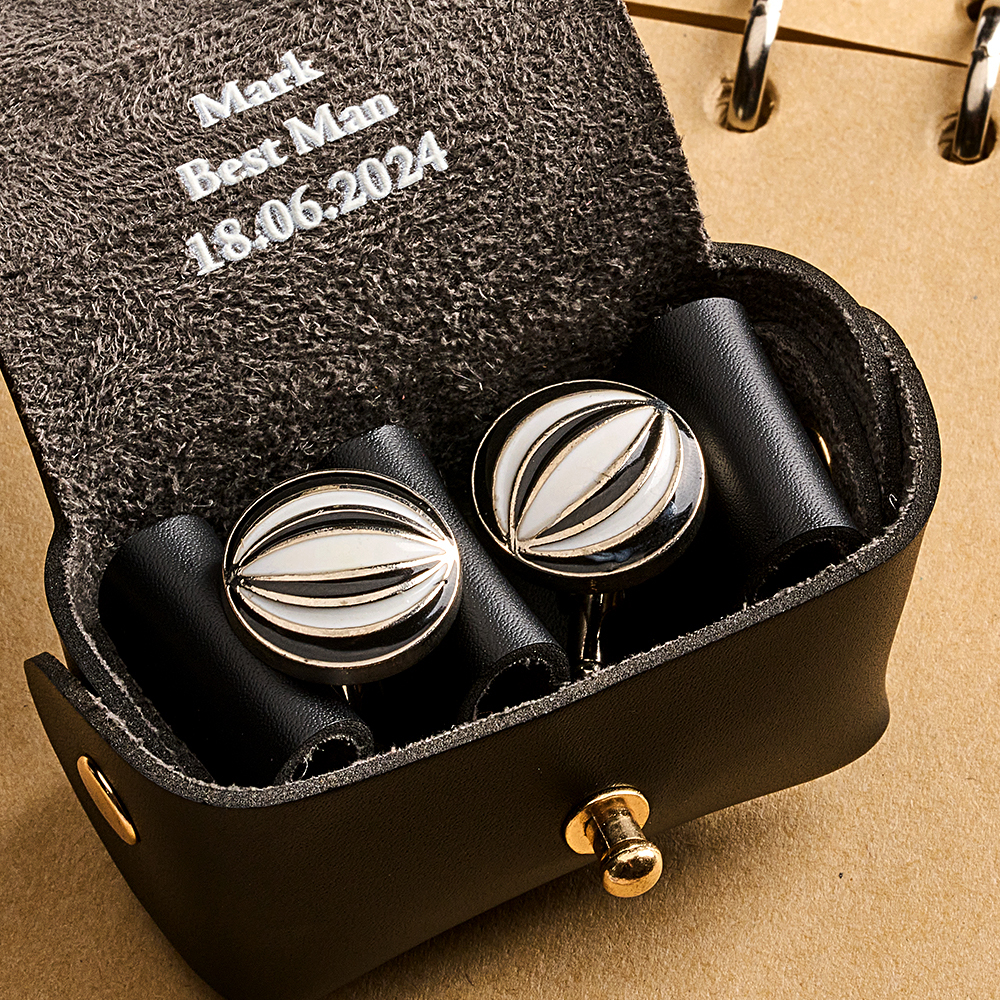 Leather Cufflink Pouch + Personalised Initials / Cufflink Storage Travel Box / Handmade Father's Day Gift for Dad / Wedding Day Groomsmen