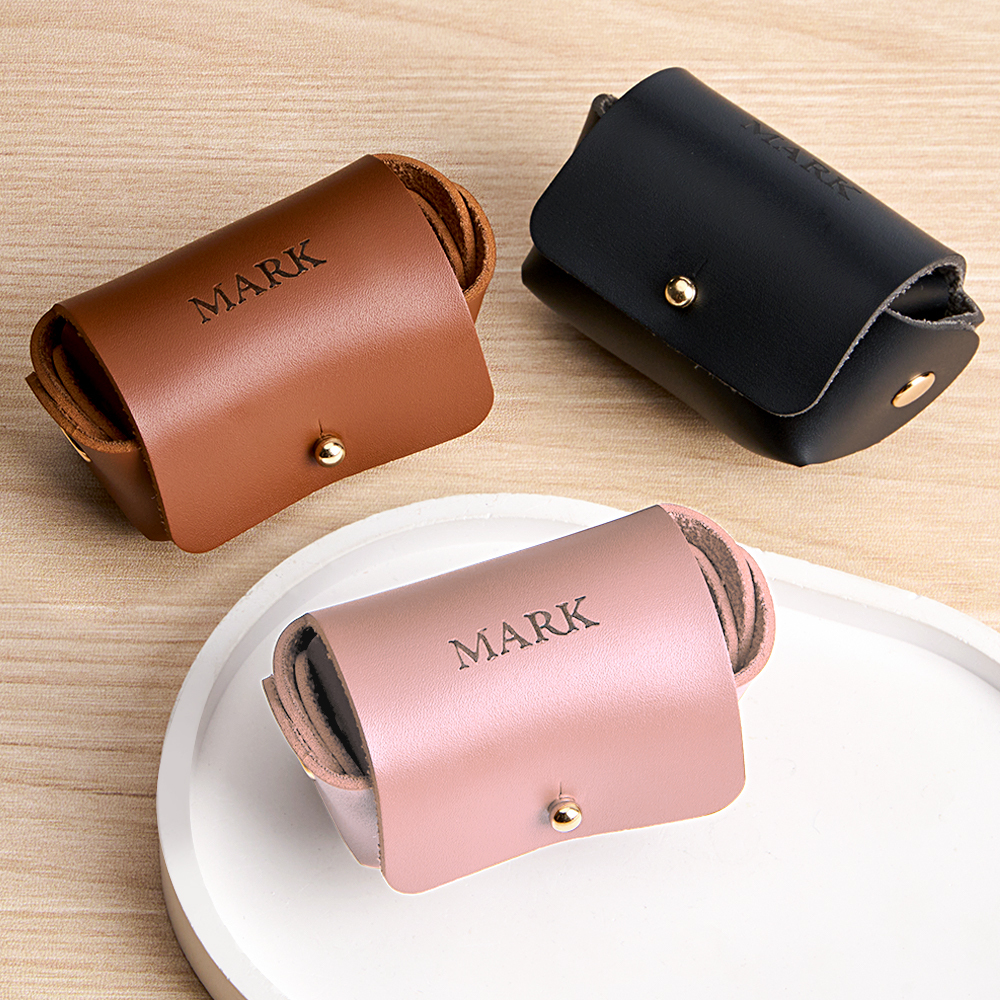 Leather Cufflink Pouch + Personalised Initials / Cufflink Storage Travel Box / Handmade Father's Day Gift for Dad / Wedding Day Groomsmen